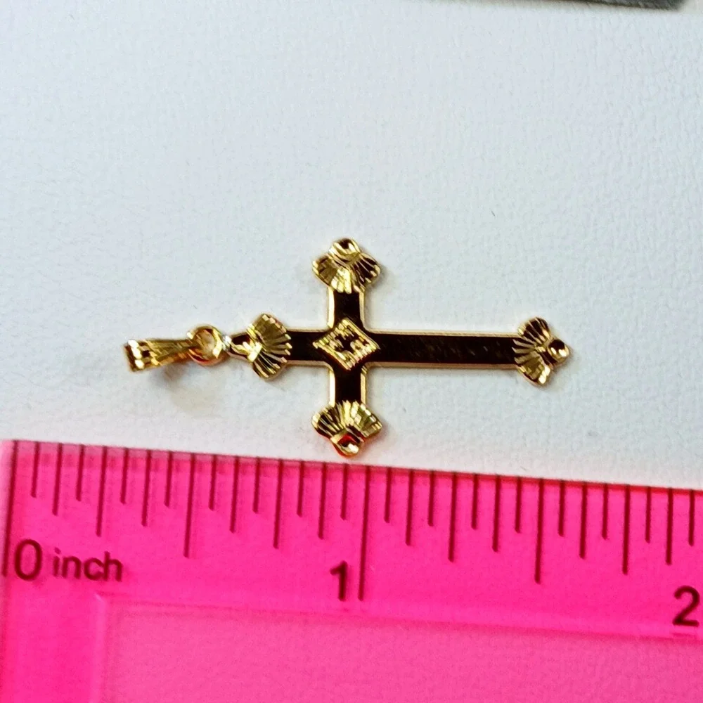 Karatbond Vintage Y2K Gold Ornate Cross Necklace Pendant Made in USA NOS Faith